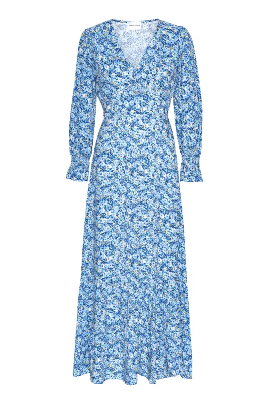 Koko Dress Long Closed Back Navy Blue Flower sold by Americandreams