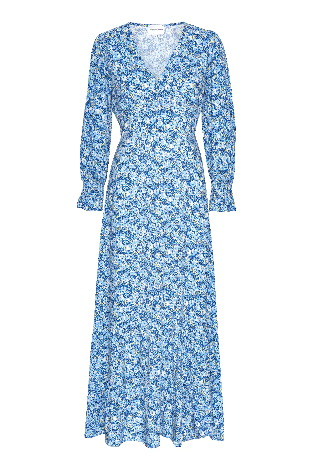 Koko Dress Long Closed Back Navy Blue Flower sold by Americandreams