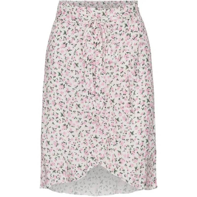 Milly Wrap Skirt Short - White/Pink Flower sold by American Dream