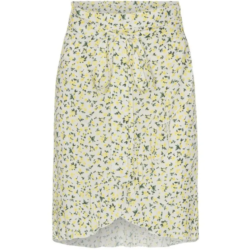 Milly Wrap Skirt Short - White/Lime Flower sold by American Dream