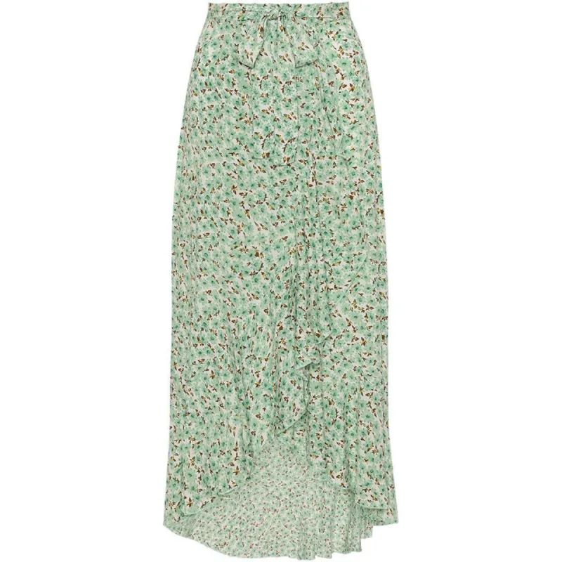 Milly Wrap Skirt Long - Green Flower sold by American Dream