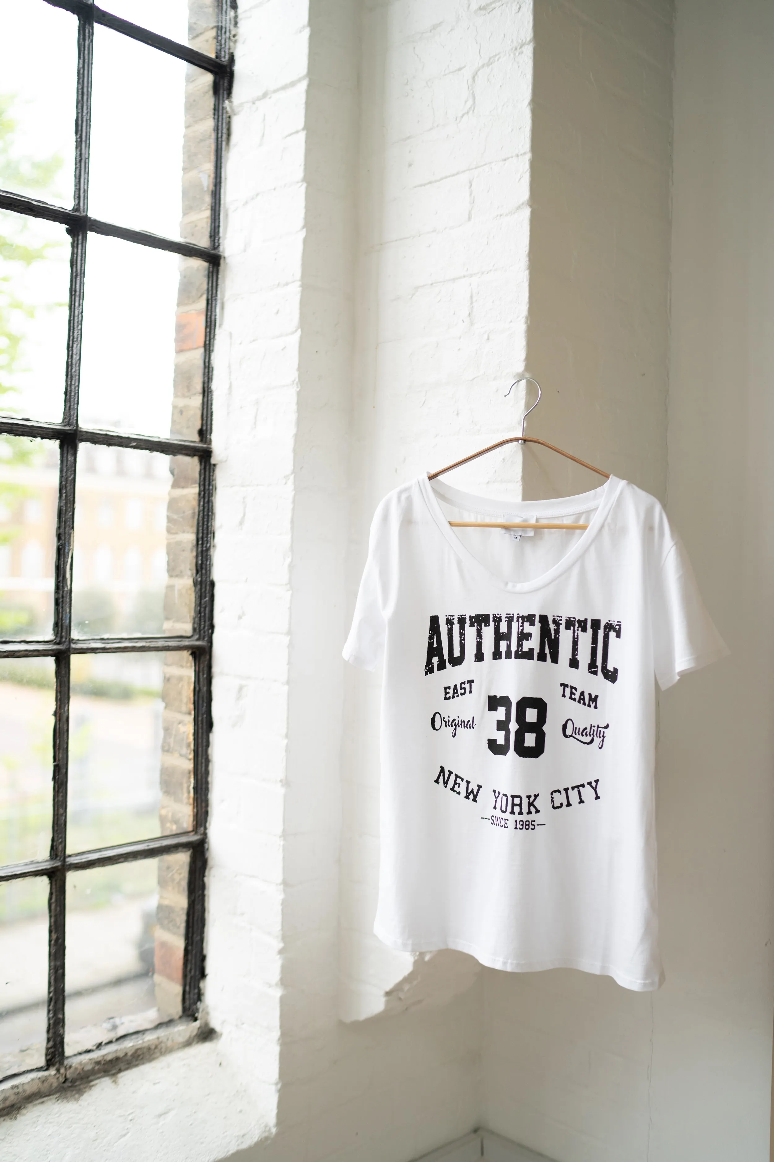 T-shirt White 38 East Authentic Cotton Tee W/Black Letters sold by Americandreams product image thumbnail 4
