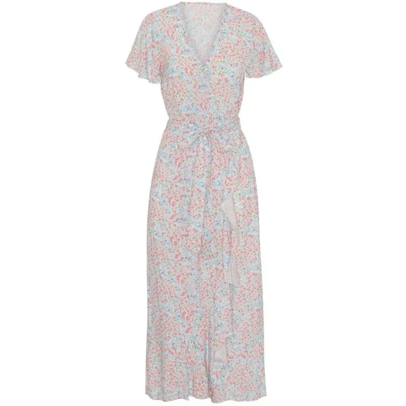 Milly Wrap Dress Long - Blue Multi Flower sold by American Dream