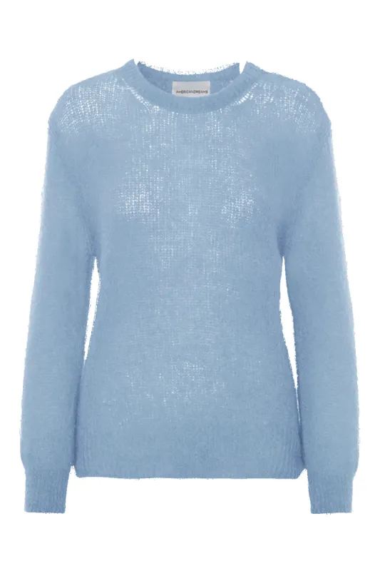 Ulla O Neck Knit Pullover Light Blue sold by Americandreams