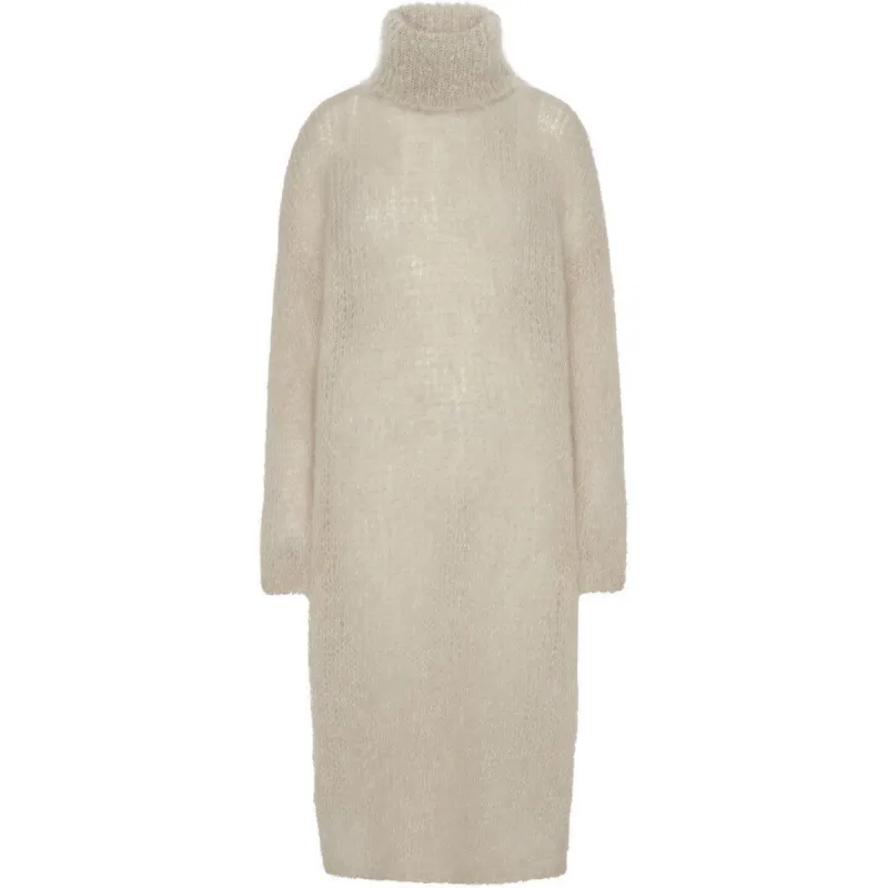Chiara LS Roll Neck Dress - Beige made by Americandreams