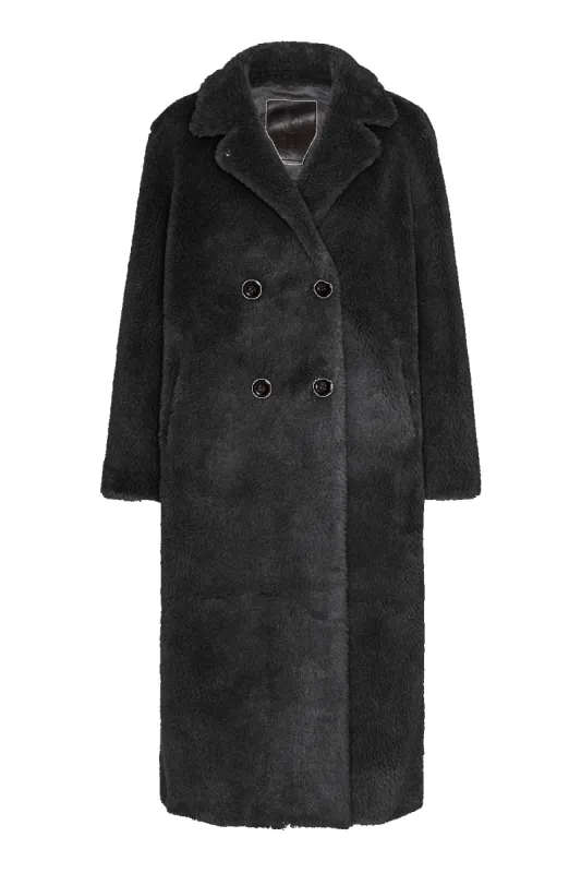 Fiona Long Coat Without Fur Black sold by Americandreams