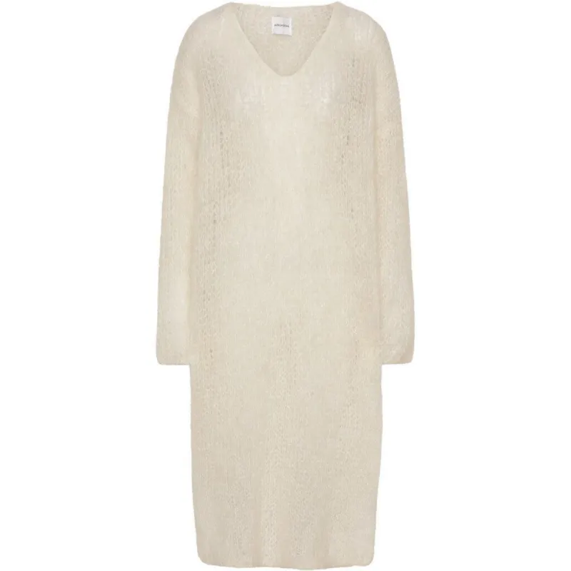 Camilla V Neck Mohair Dress - White made by Americandreams