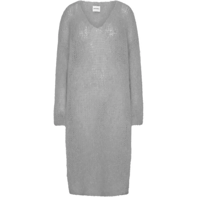 Camilla V Neck Mohair Dress - Grey made by Americandreams