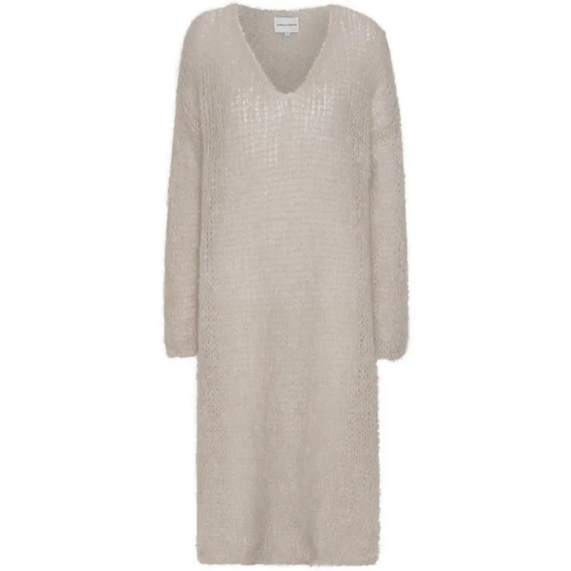 Camilla V Neck Mohair Dress - Beige made by Americandreams