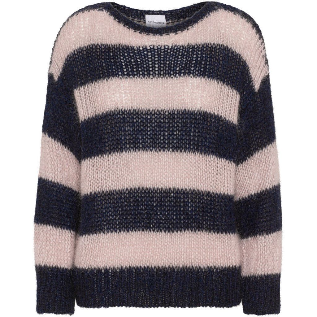 Amira Knit Pullover - Navy/Light Pink Striped sold by American Dream