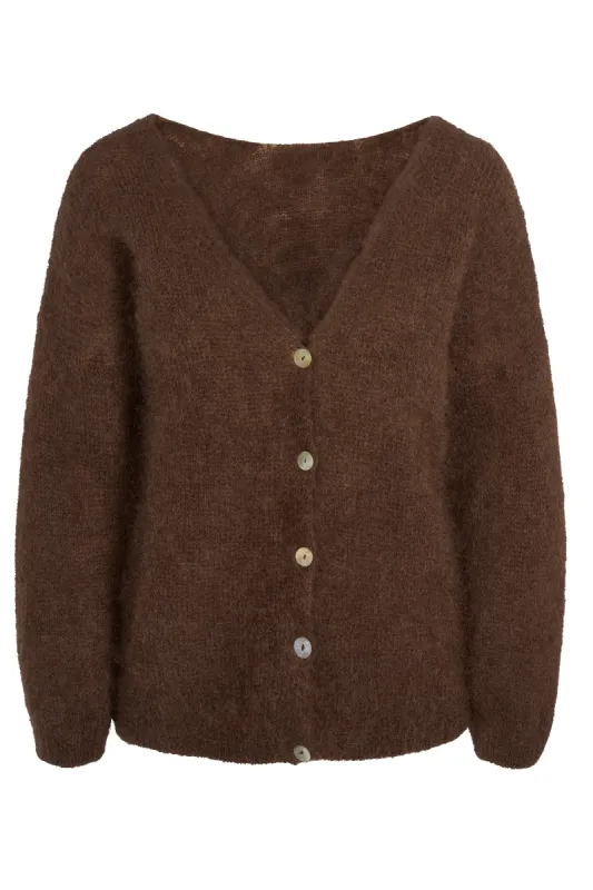 Cornelia LS Cardigan Cocoa sold by Americandreams