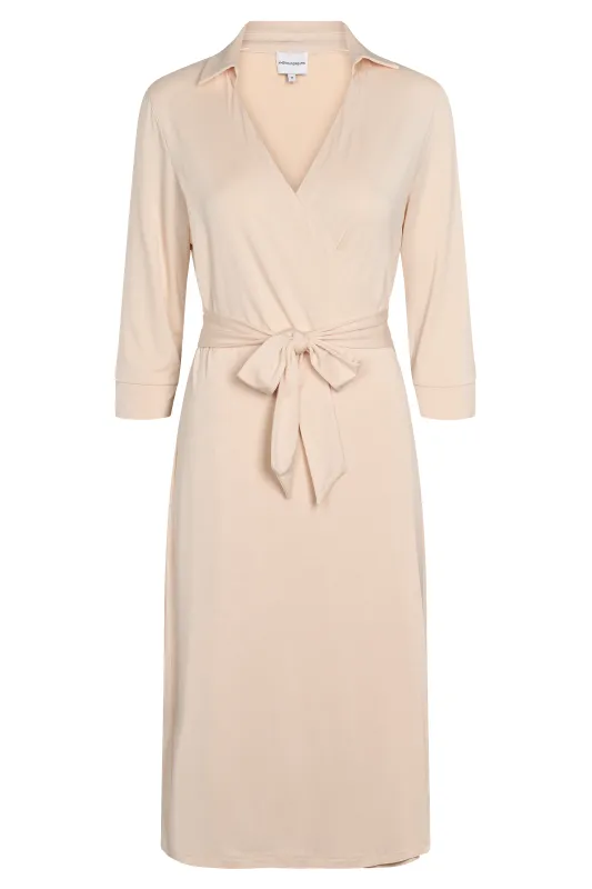 Gabe Half Sleeves Dress Midi Sand made by Americandreams