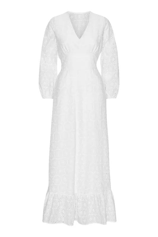 Mollie Cotton Dress White sold by Americandreams