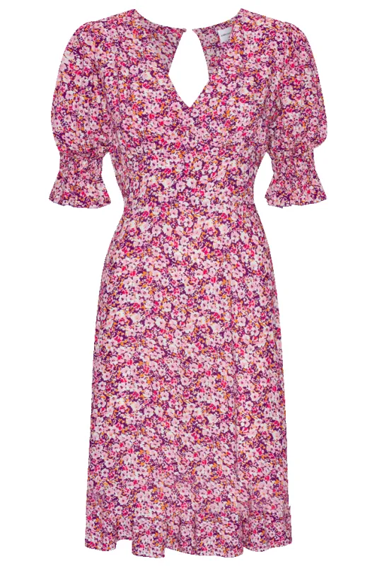 Koko Short Dress Lilac Bordeaux Big Flower sold by Americandreams