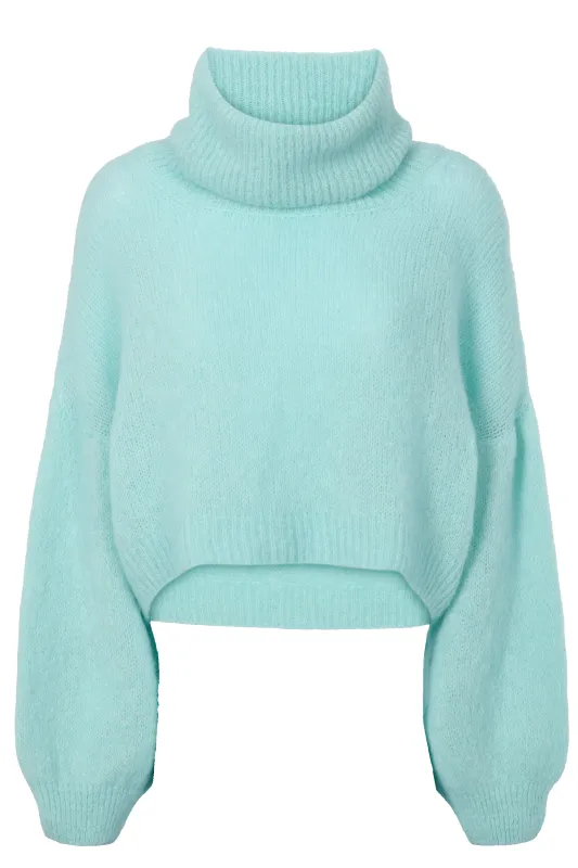 Andrea Rollneck Cropped Alpaca Pullover Seafoam Green sold by Americandreams