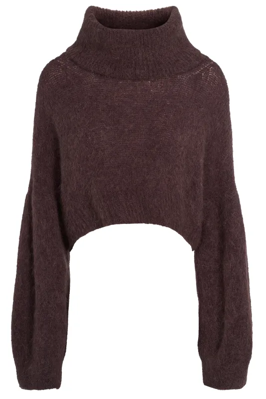 Andrea Rollneck Cropped Alpaca Pullover Cocoa sold by Americandreams