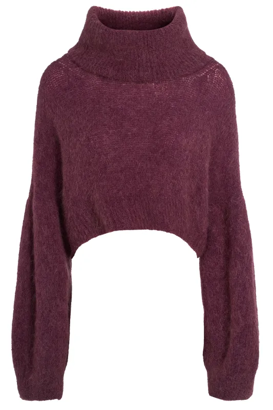 Andrea Rollneck Cropped Alpaca Pullover Bordeaux sold by Americandreams