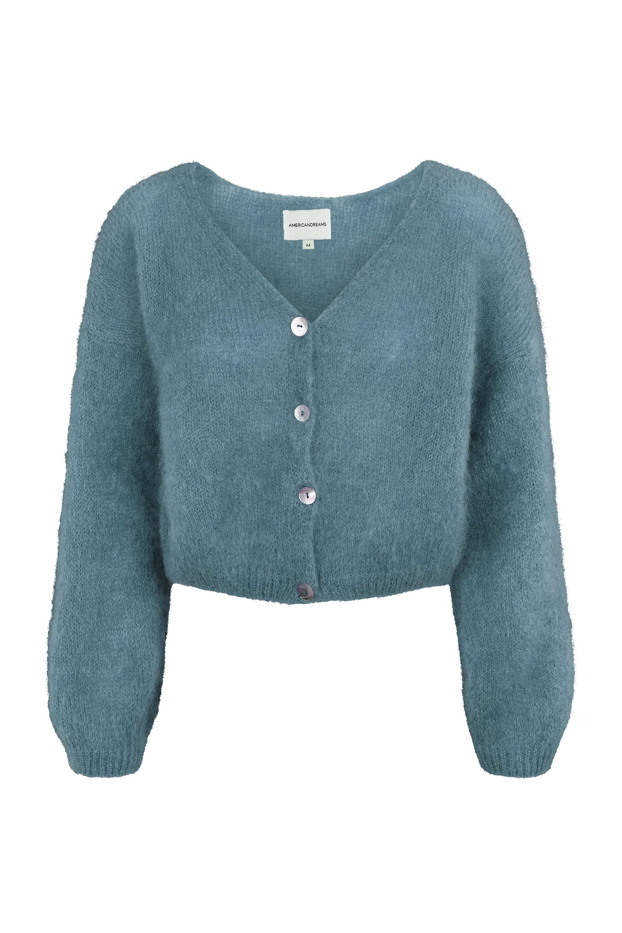 Cornelia Cropped Cardigan Teal Blue sold by Americandreams