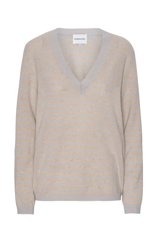 Christy V Neck Cashmere Pullover Grey / Beige sold by Americandreams