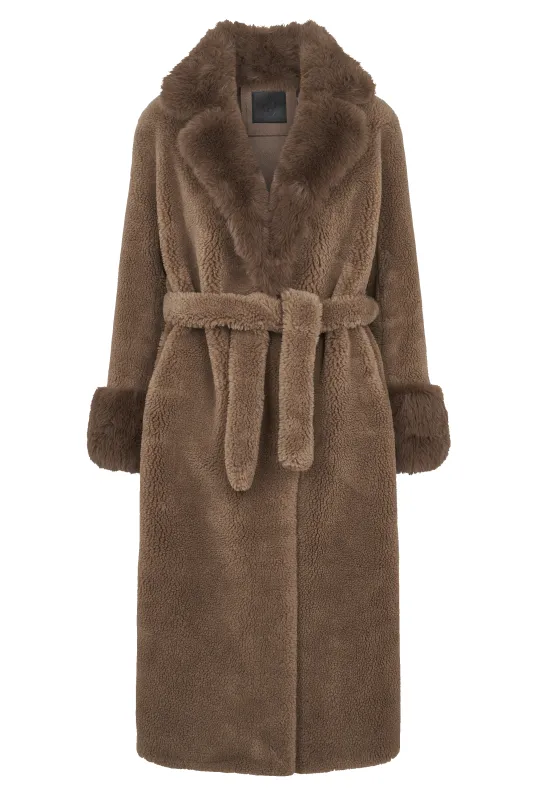Farah Belted Teddy Coat Camel sold by Americandreams