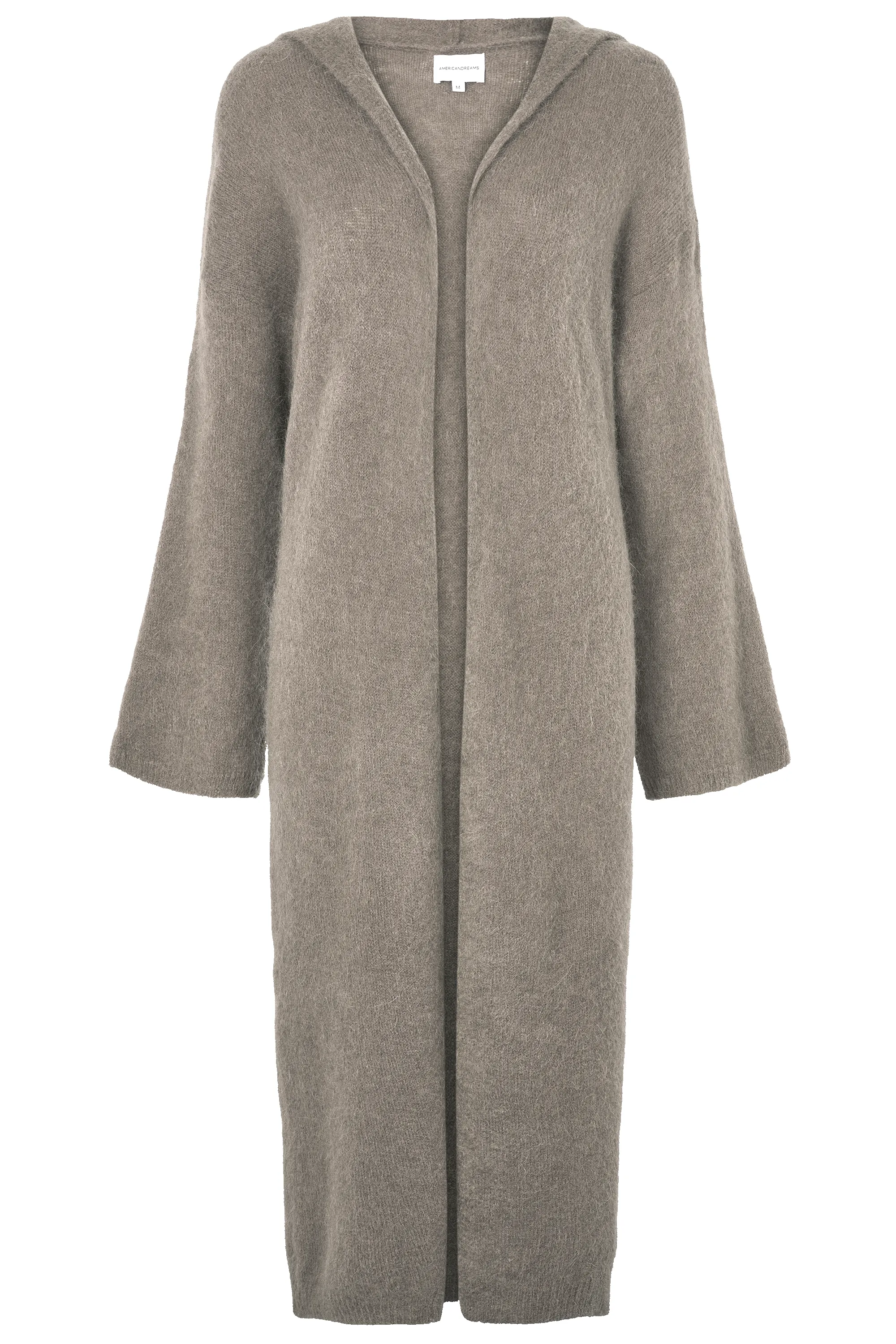 June Long Alpaca Cardigan With Hood Light Taupe sold by Americandreams