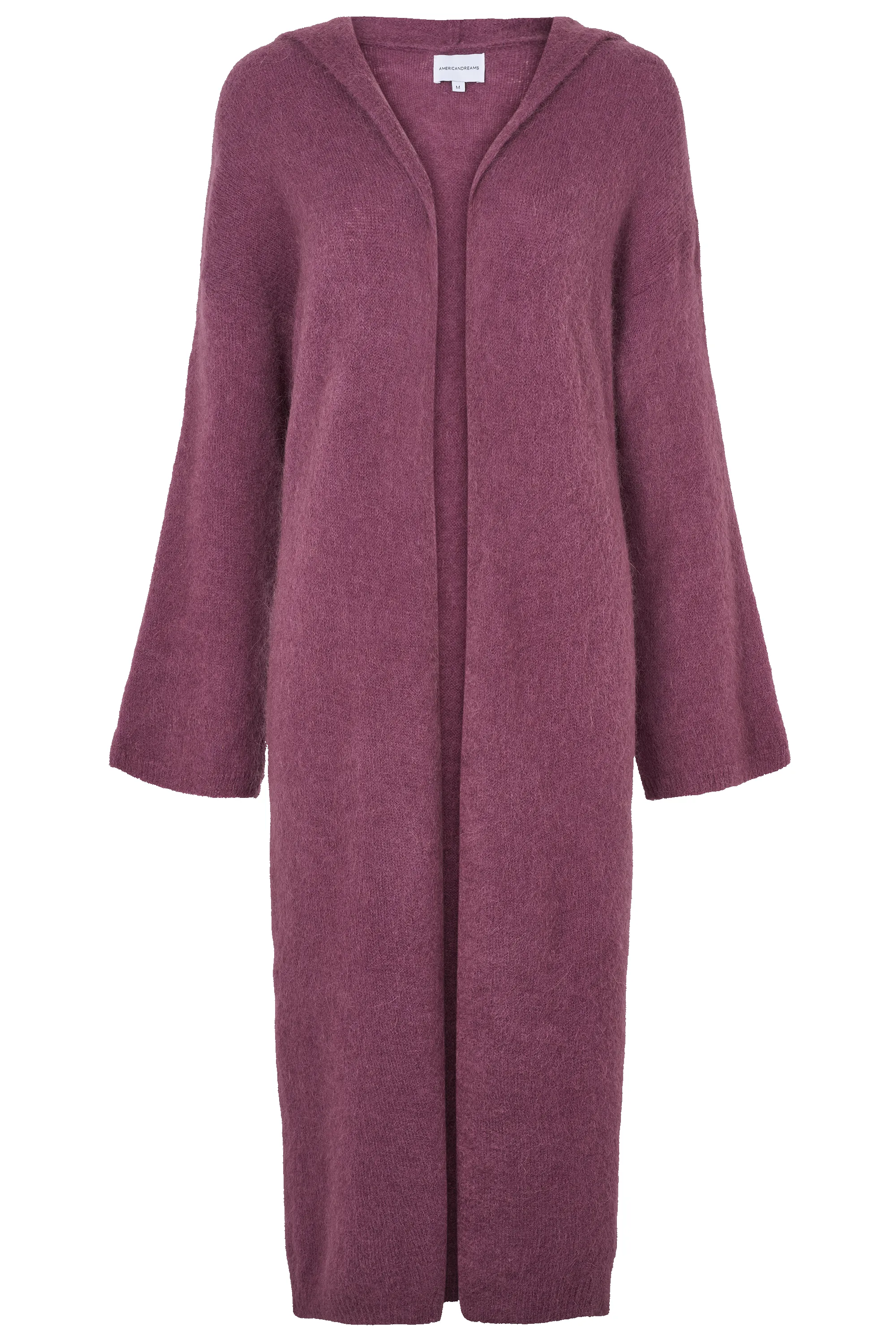 June Long Alpaca Cardigan With Hood Bordeaux sold by Americandreams