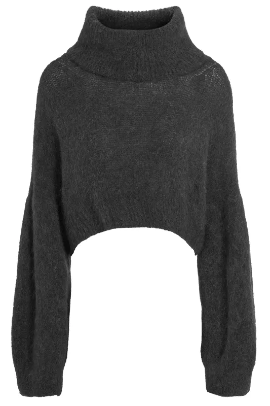 Andrea Rollneck Cropped Alpaca Pullover Black sold by Americandreams