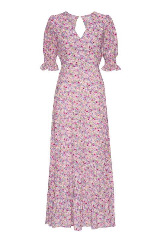 Koko Dress Long Open Back Purple Summer Flower sold by Americandreams