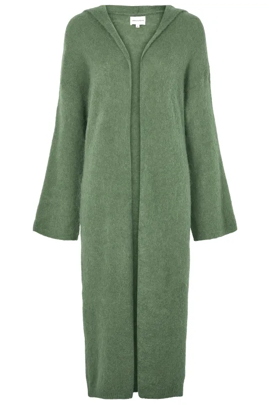 June Long Alpaca Cardigan With Hood Dusty Green sold by Americandreams