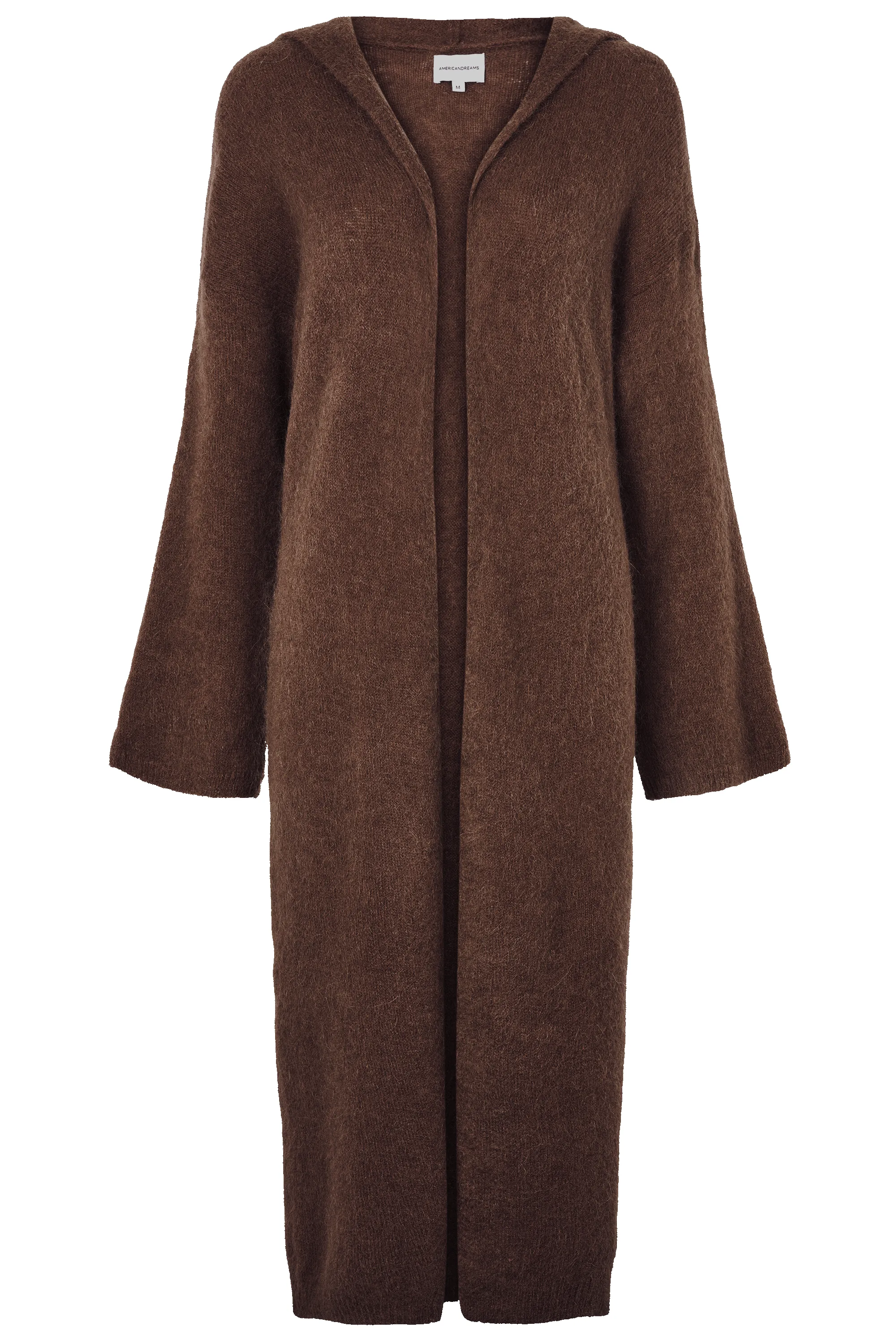 June Long Alpaca Cardigan With Hood Cocoa Brown sold by Americandreams