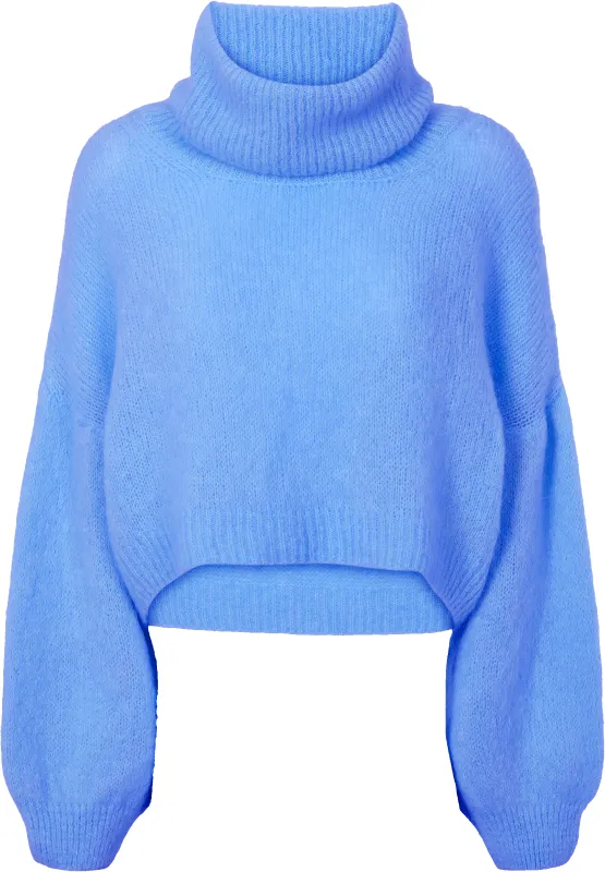 Andrea Rollneck Cropped Alpaca Pullover Sky Blue sold by Americandreams