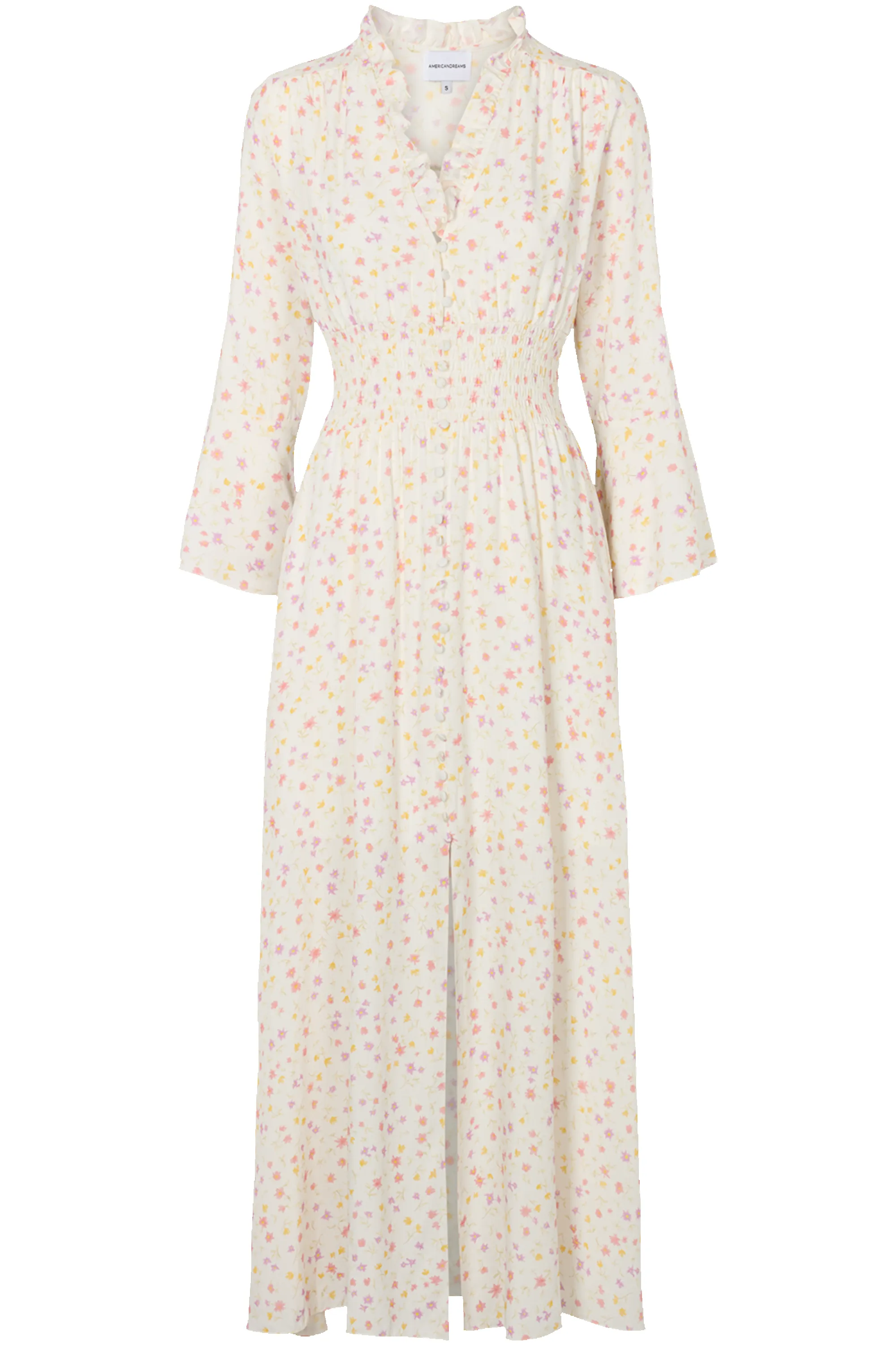 Sally Long Dress White Soft Berry Flower sold by Americandreams