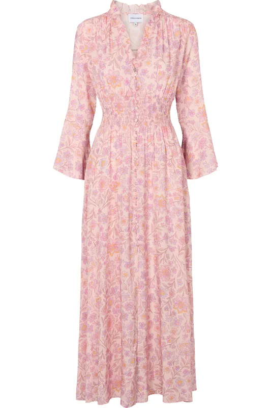 Sally Long Dress Paisley Light Pink Flower sold by Americandreams