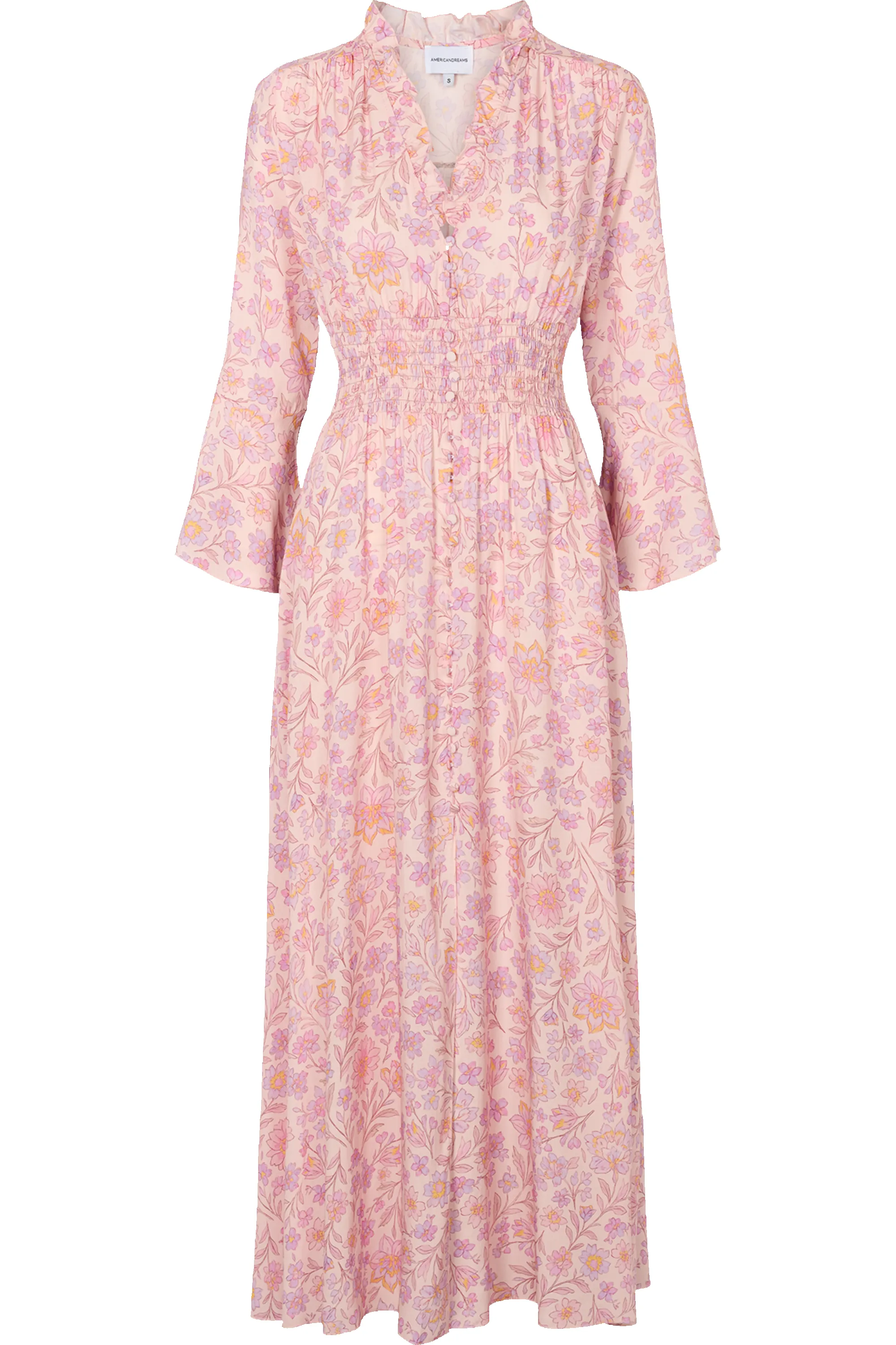 Sally Long Dress Paisley Light Pink Flower sold by Americandreams