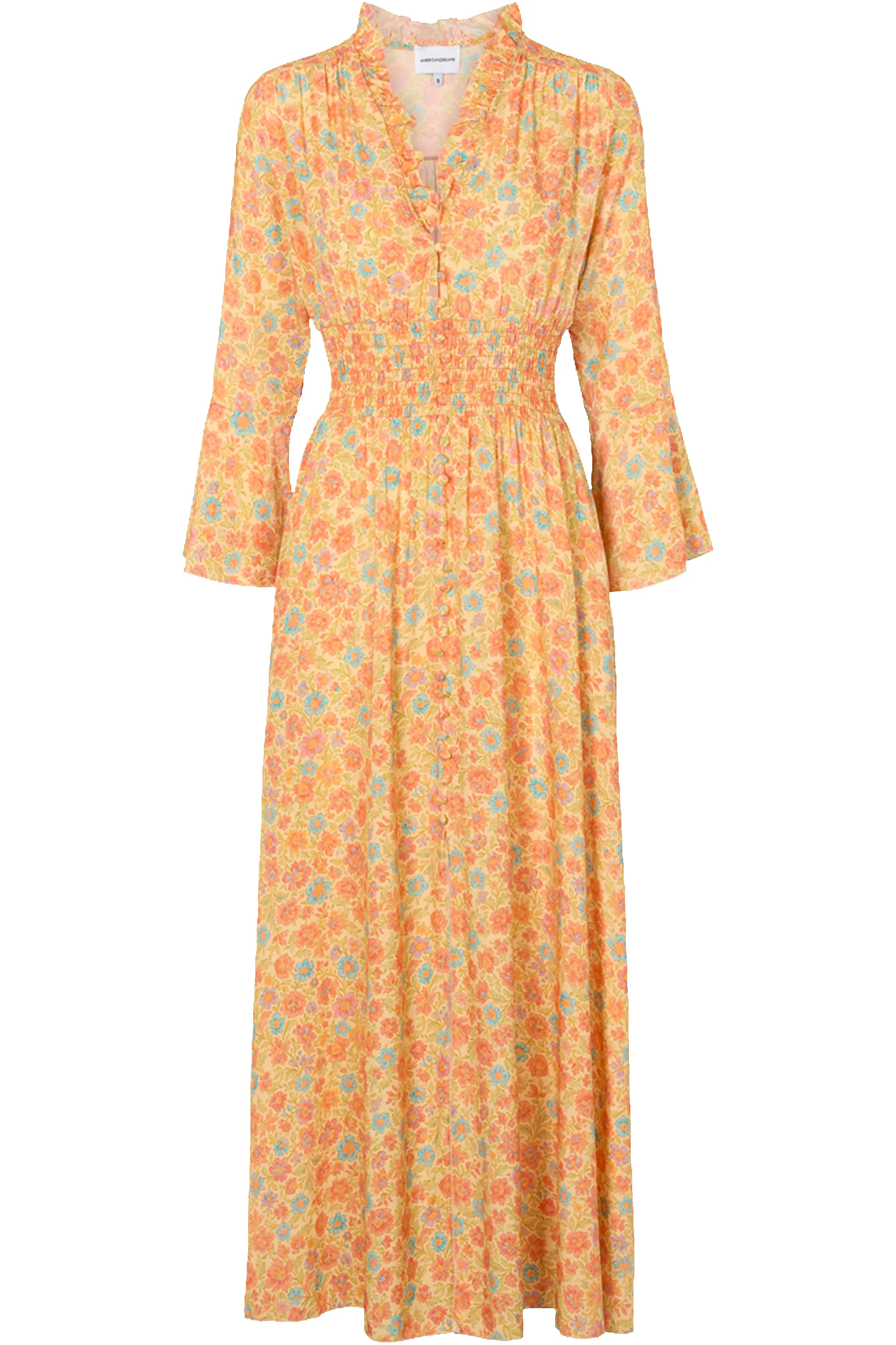 Sally Long Dress Yellow Small Multiflower sold by Americandreams