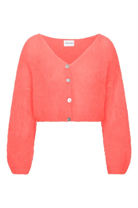 Cornelia Cropped Cardigan Coral Red sold by Americandreams