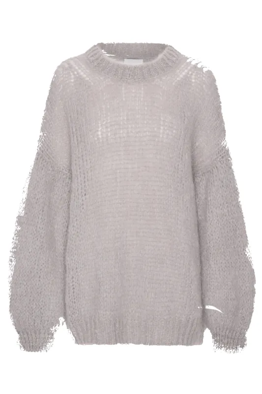 Pepper Round Neck Pullover Light Grey made by Americandreams
