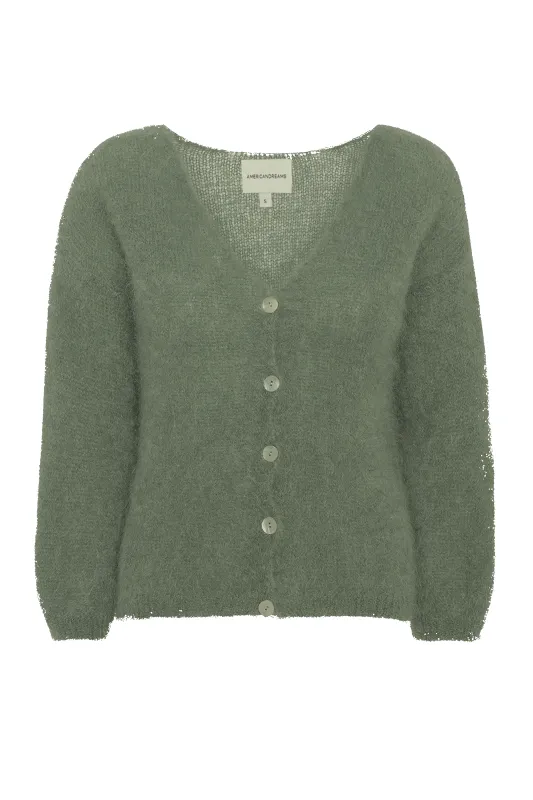 Cornelia LS Cardigan Seaweed Green made by Americandreams