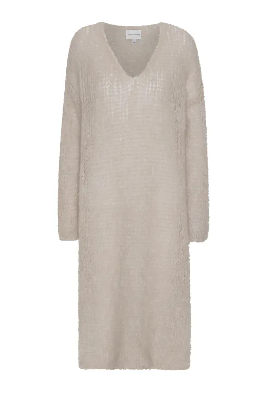 Camilla V Neck Mohair Dress Beige made by Americandreams