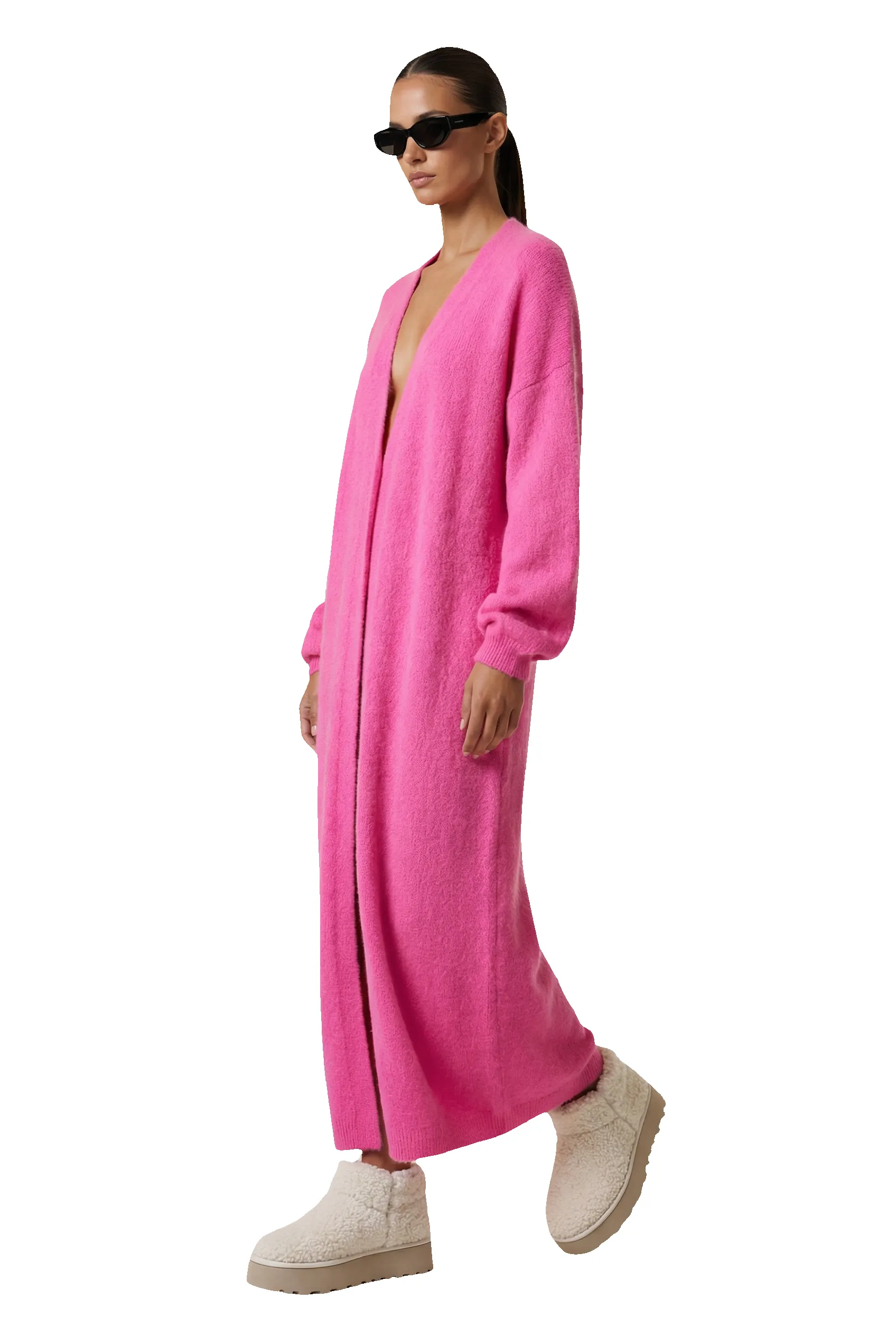 June Long Alpaca Cardigan Neon Pink sold by Americandreams product image thumbnail 4