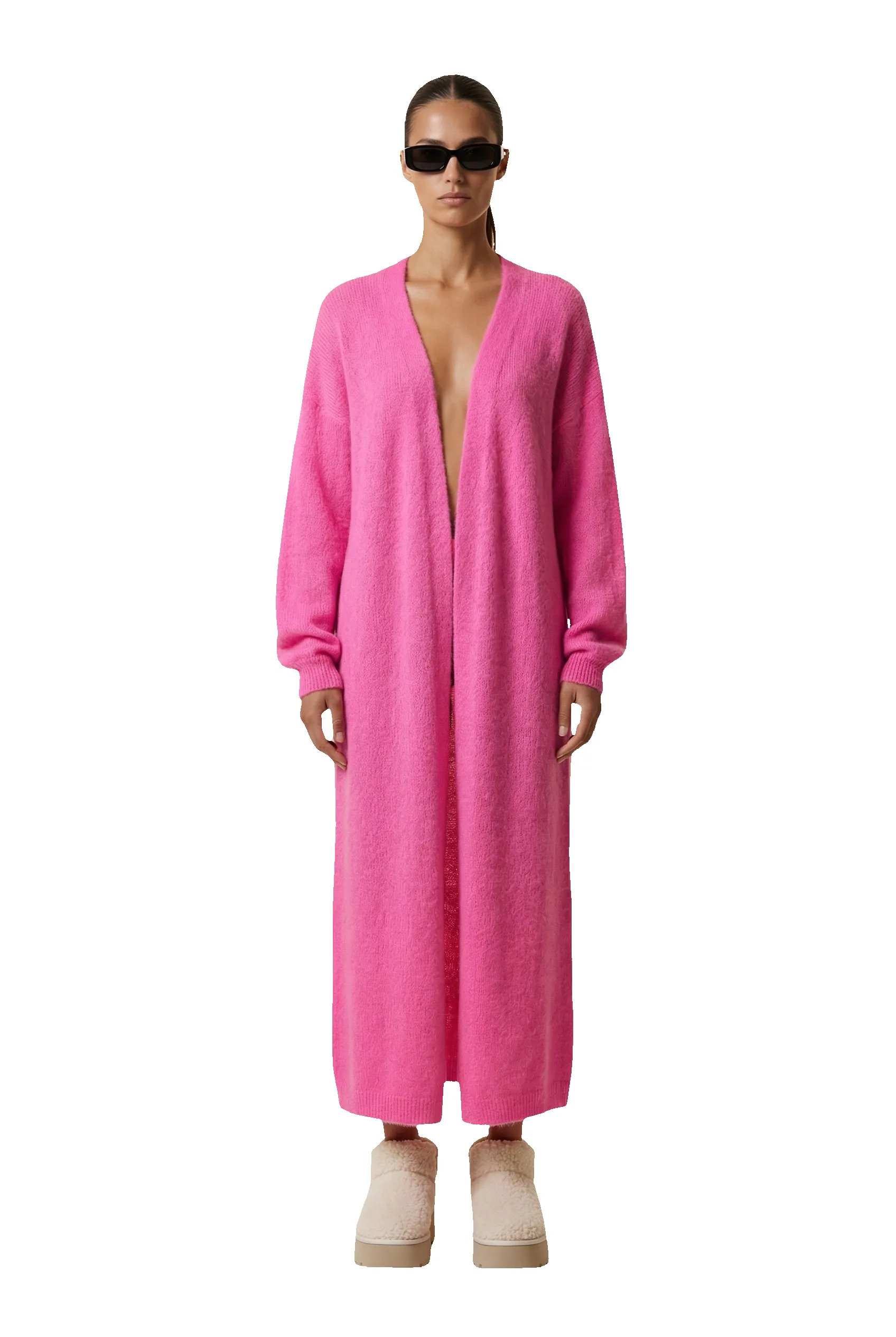 June Long Alpaca Cardigan Neon Pink sold by Americandreams product image thumbnail 2