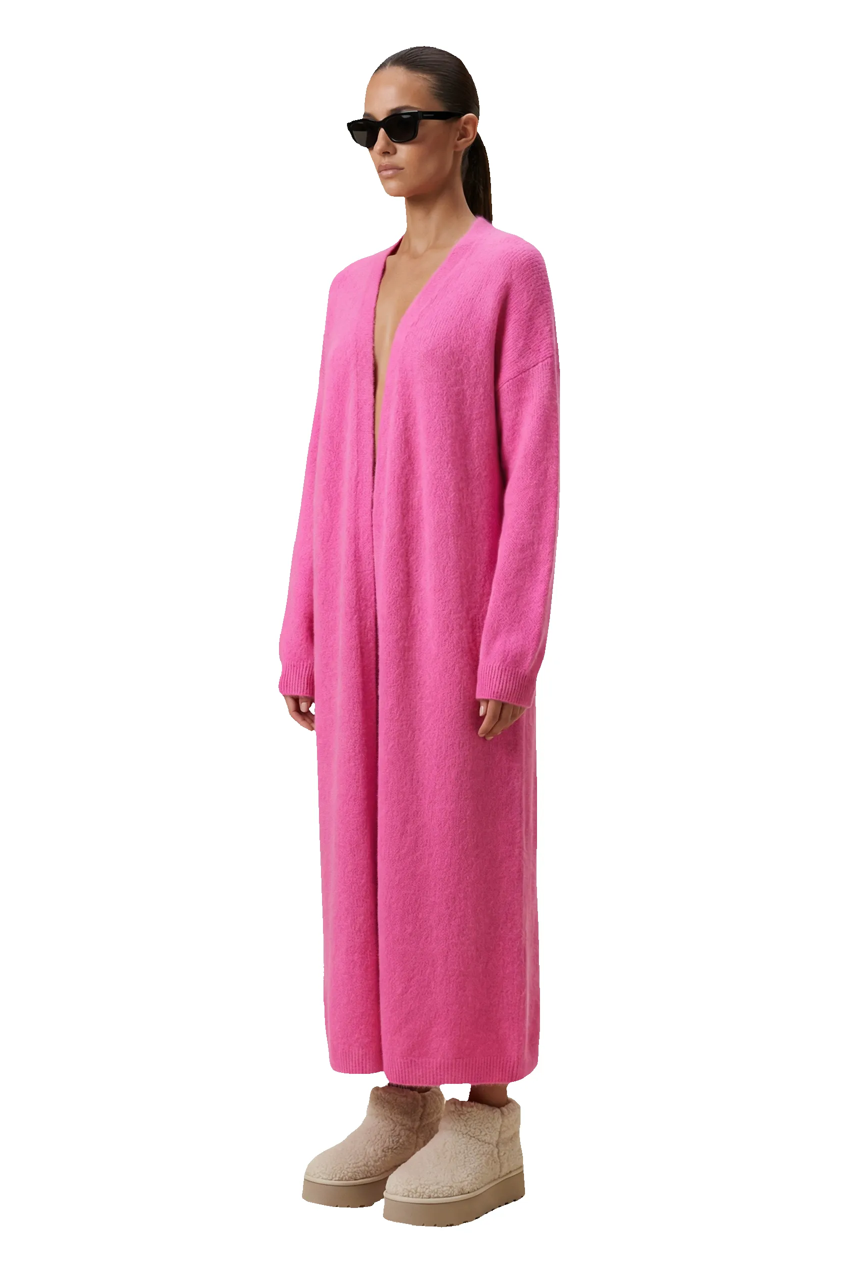 June Long Alpaca Cardigan Neon Pink sold by Americandreams product image thumbnail 3