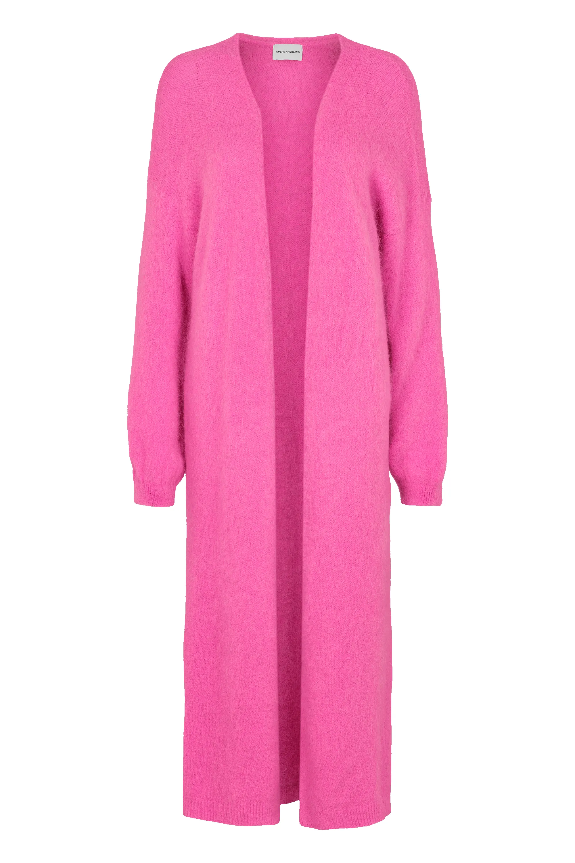 June Long Alpaca Cardigan Neon Pink sold by Americandreams