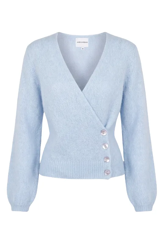 Mariya Wrap Cardigan Light Blue made by Americandreams