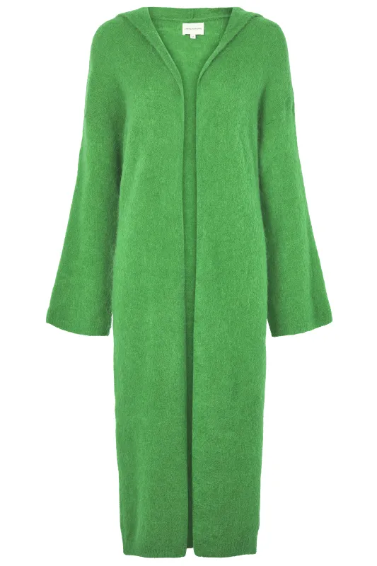 June Long Alpaca Cardigan With Hood Bright Green sold by Americandreams