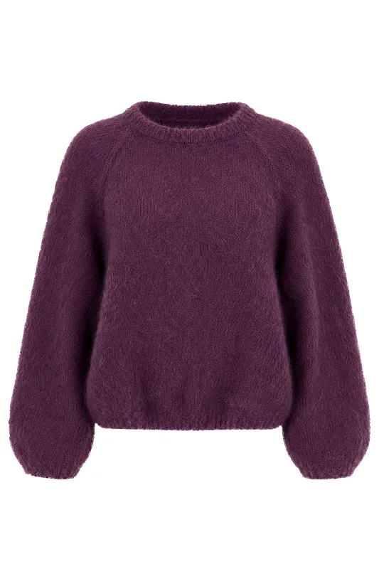 Rosie Mohair Knit Pullover Aubergine made by Americandreams