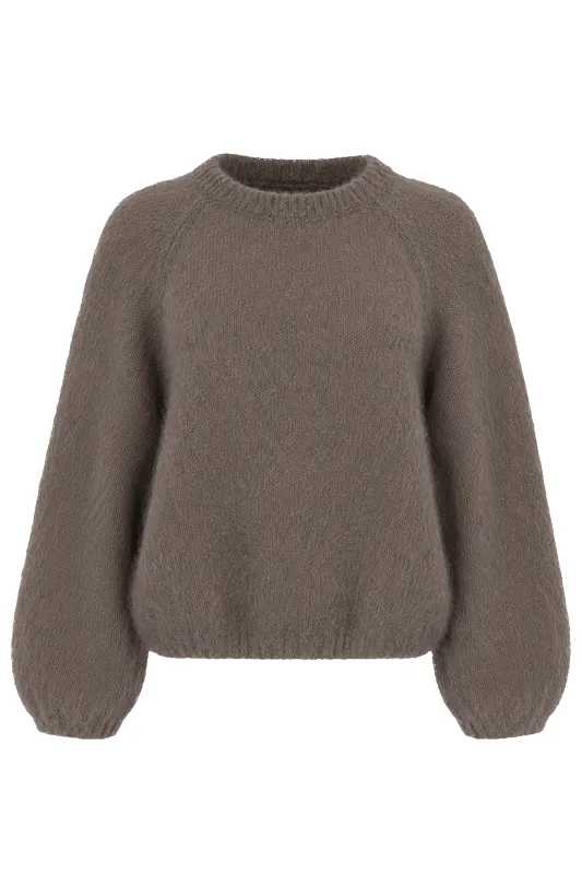 Rosie Mohair Knit Pullover Light Taupe made by Americandreams