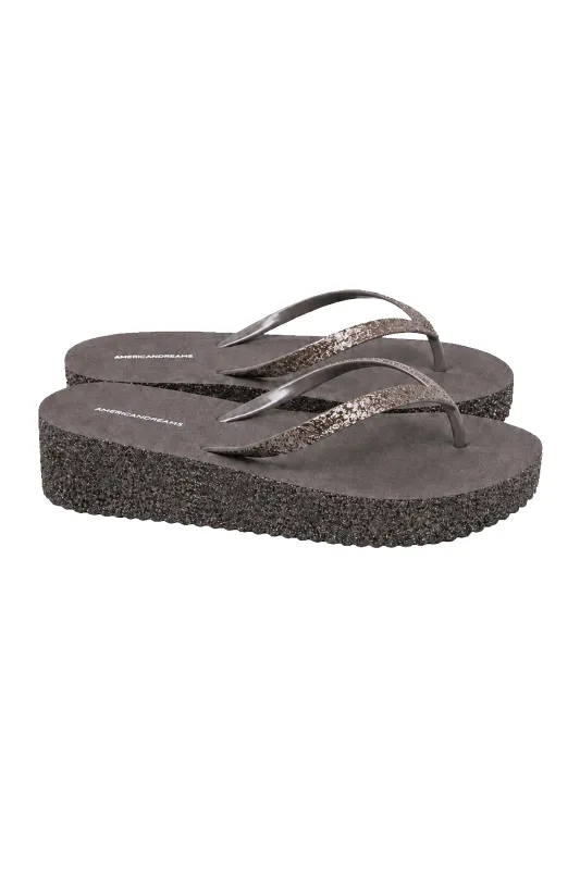 Dream Glitter Flip Flops Cocoa made by Americandreams