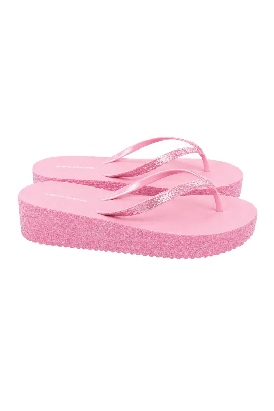 Dream Glitter Flip Flops Pink made by Americandreams