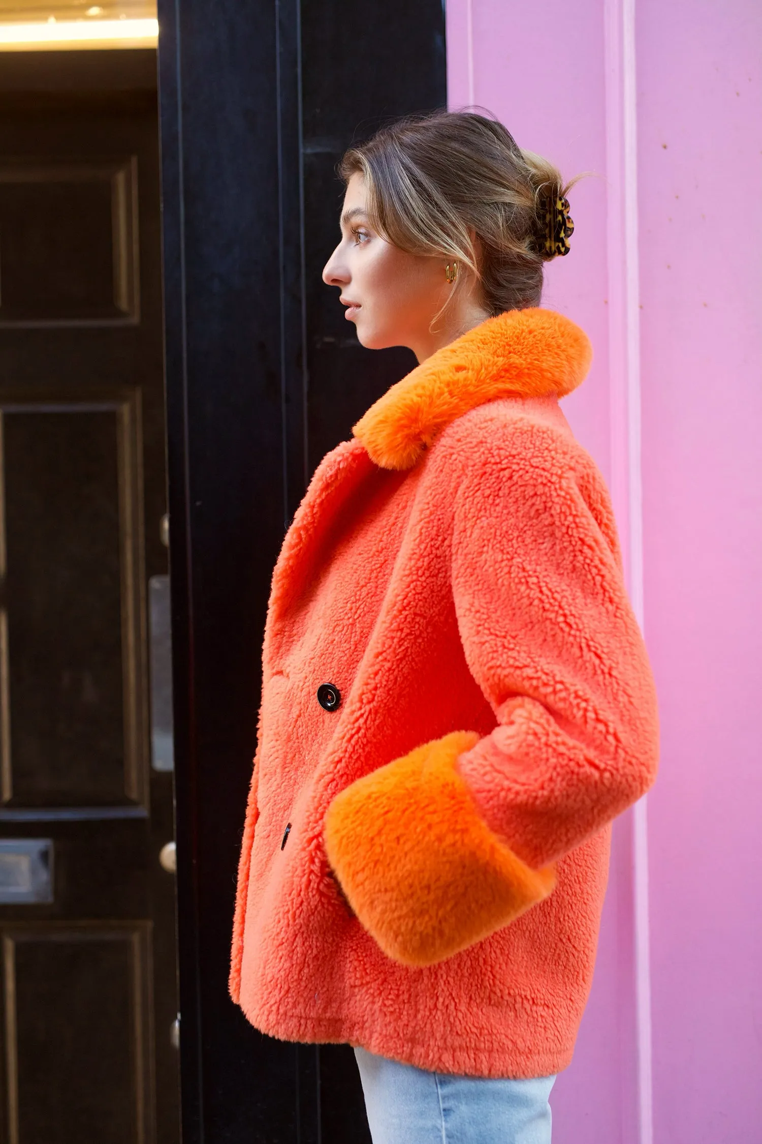 Fiona Short Wool Coat Orange sold by Americandreams product image thumbnail 5